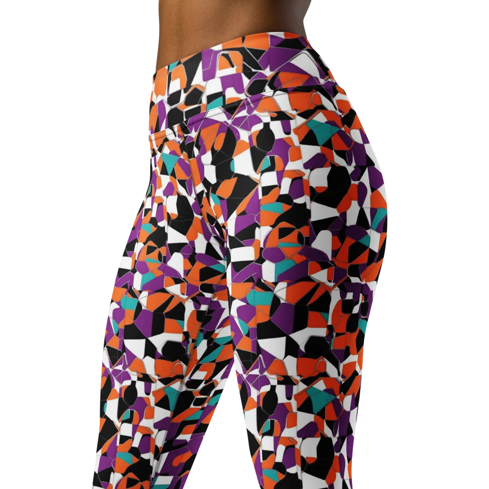 Modern Stained Glass on Yoga Leggings — Left Front