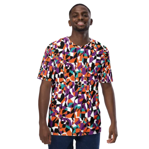 Modern Stained Glass on a Men's Crew Neck T-Shirt
