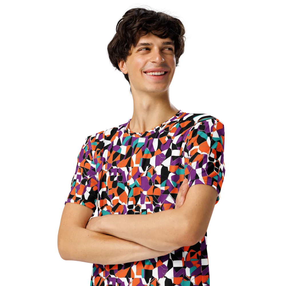 Modern Stained Glass on Men's Crew Neck T-Shirt — Left Front