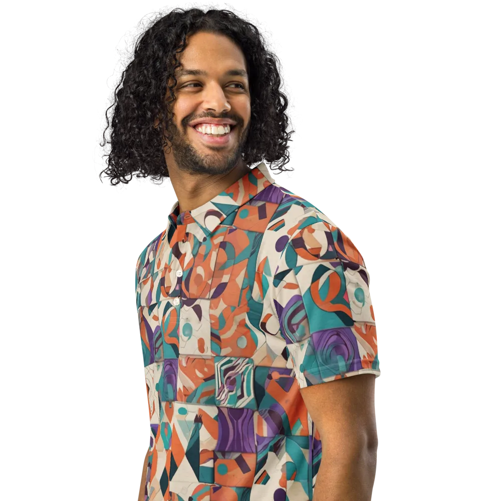 Chromatic Quilt on Men's Slim Fit Polo Shirt — Left Front