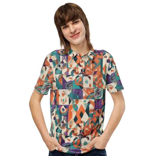 Chromatic Quilt on a Men's Slim Fit Polo Shirt