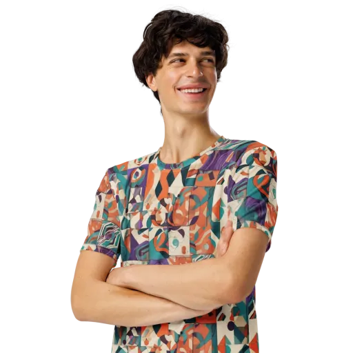 Chromatic Quilt on a Men's Crew Neck T-Shirt