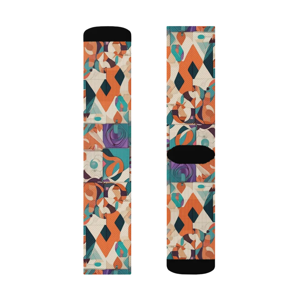 Chromatic Quilt on Socks — Left Sock