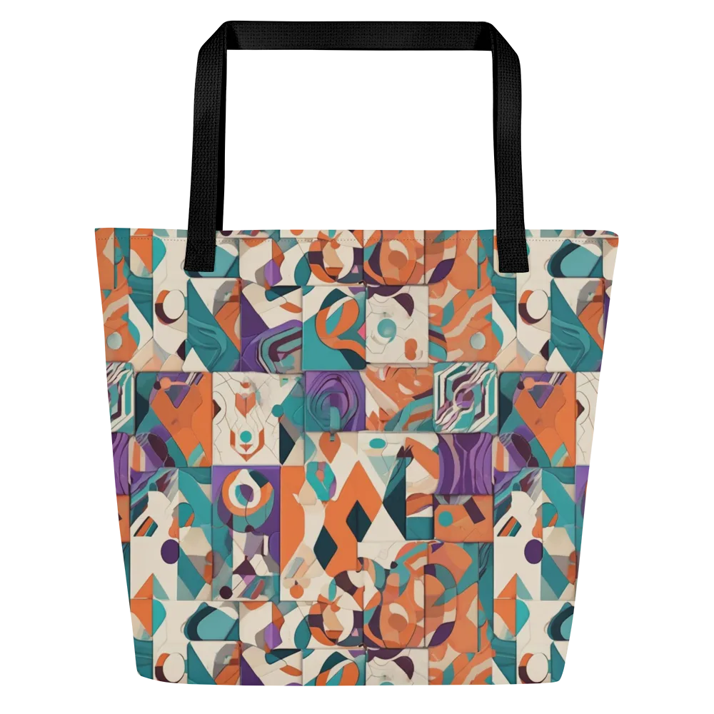 Chromatic Quilt on Large Tote Bag W/ Pocket — Front