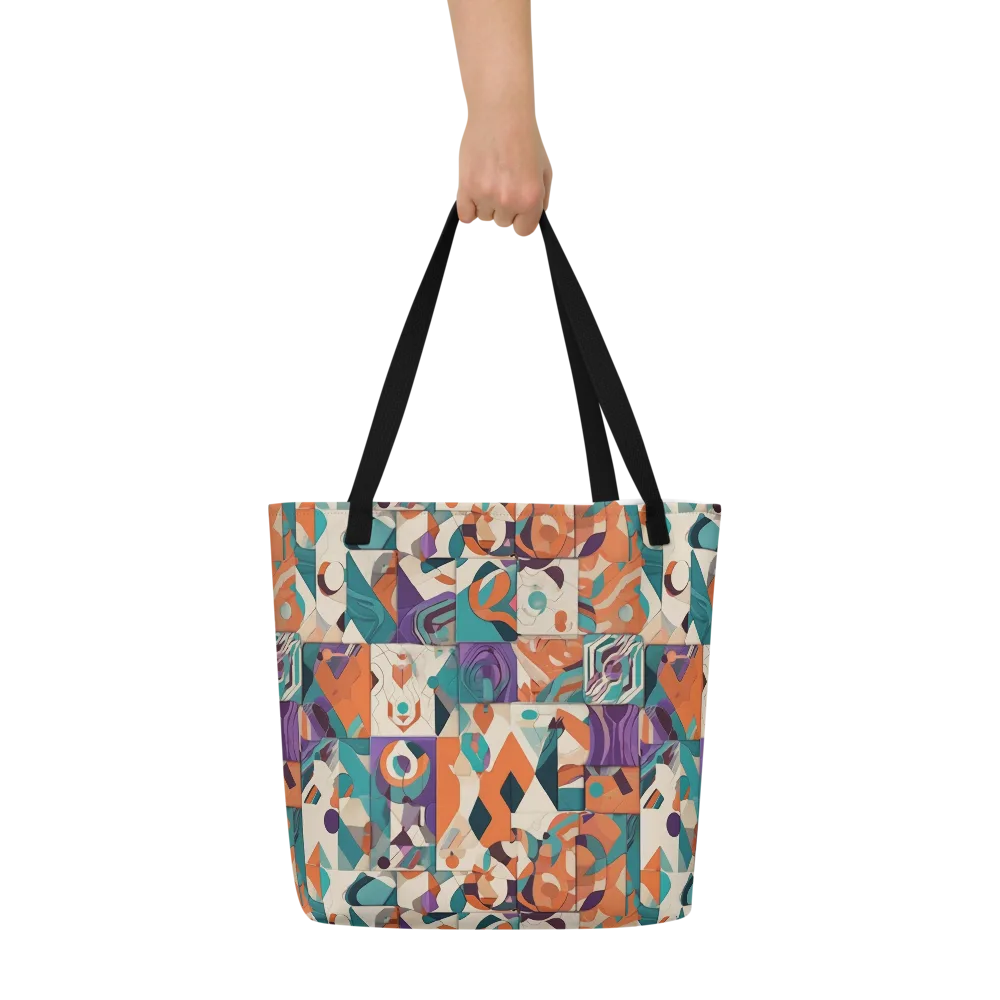 Chromatic Quilt on Large Tote Bag W/ Pocket — Front
