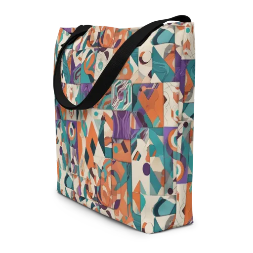 Chromatic Quilt on a Large Tote Bag W/ Pocket