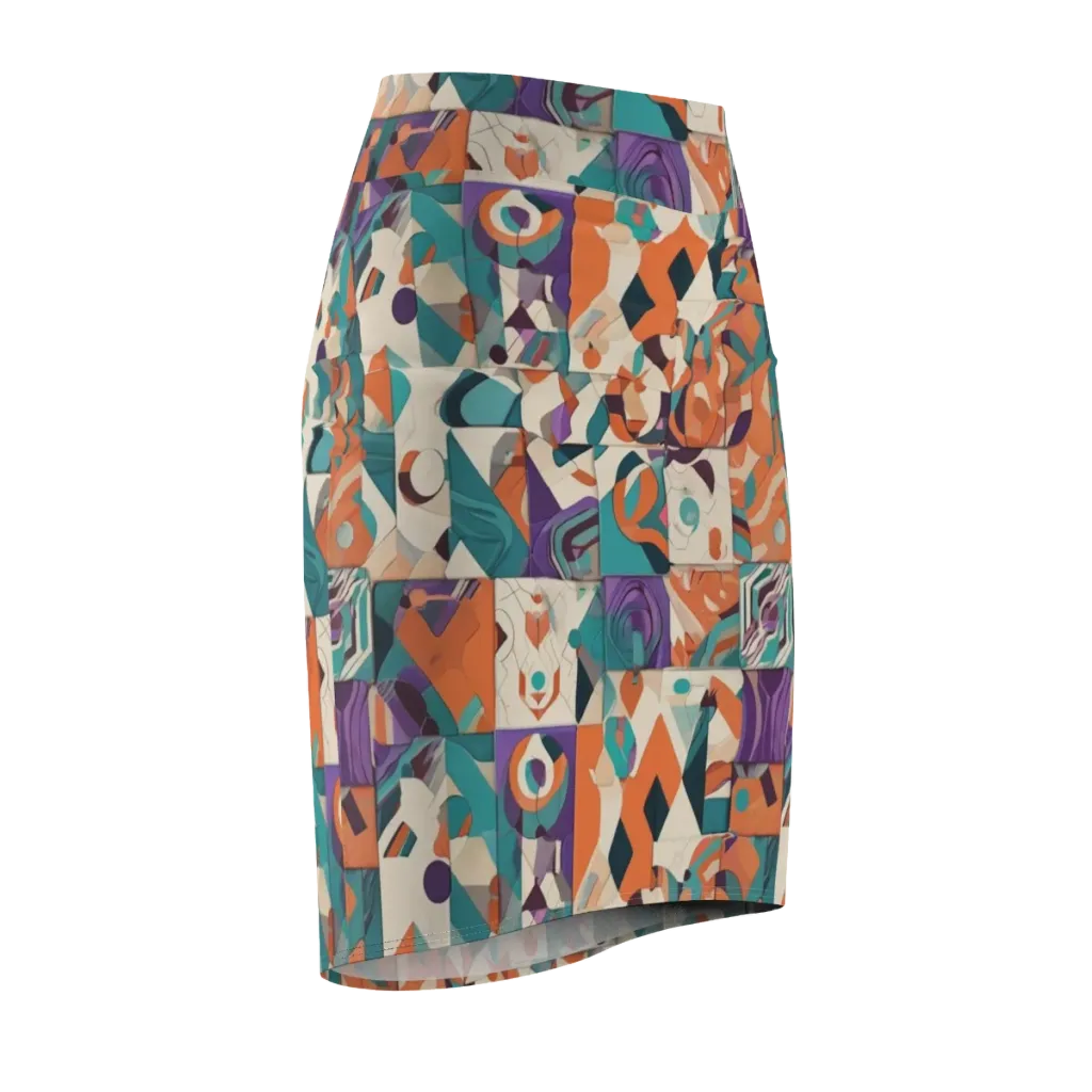 Chromatic Quilt on Pencil Skirt — Front Side