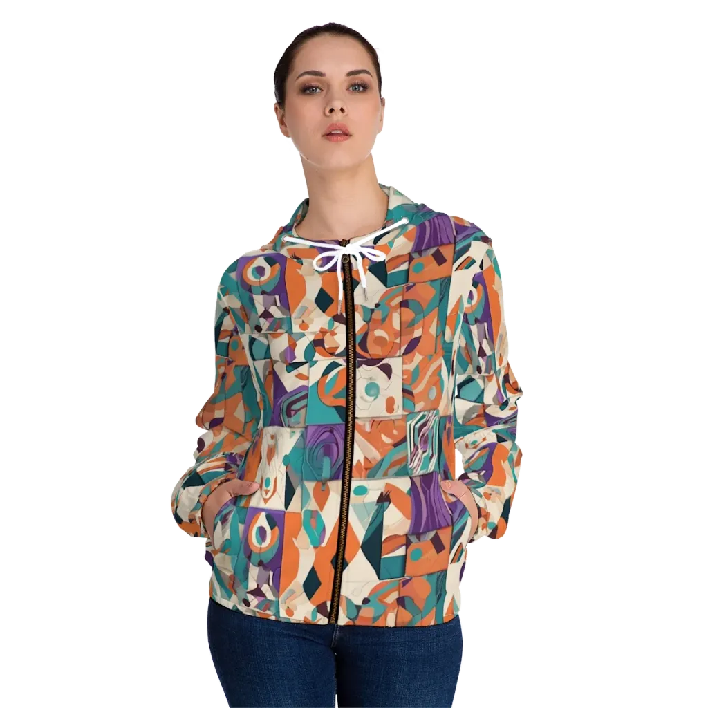 Chromatic Quilt on Women's Full-Zip Hoodie — Front On Person