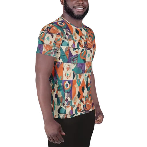 Chromatic Quilt on a Men's Athletic T-Shirt