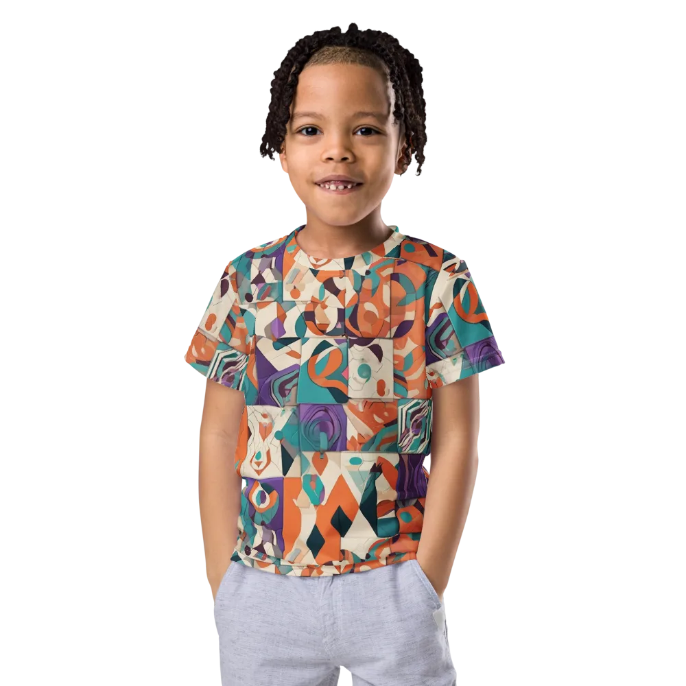 Chromatic Quilt on Kids Crew Neck T-Shirt — Front