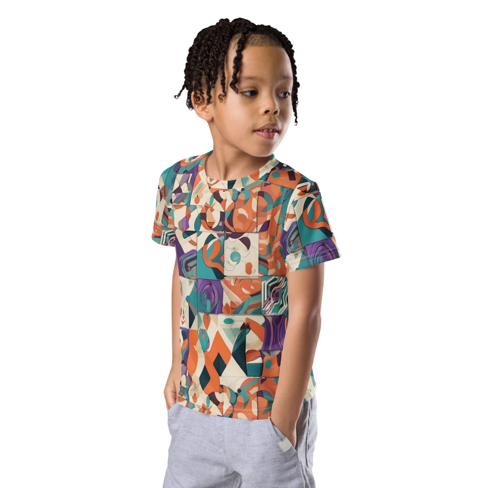 Chromatic Quilt on Kids Crew Neck T-Shirt — Left Front