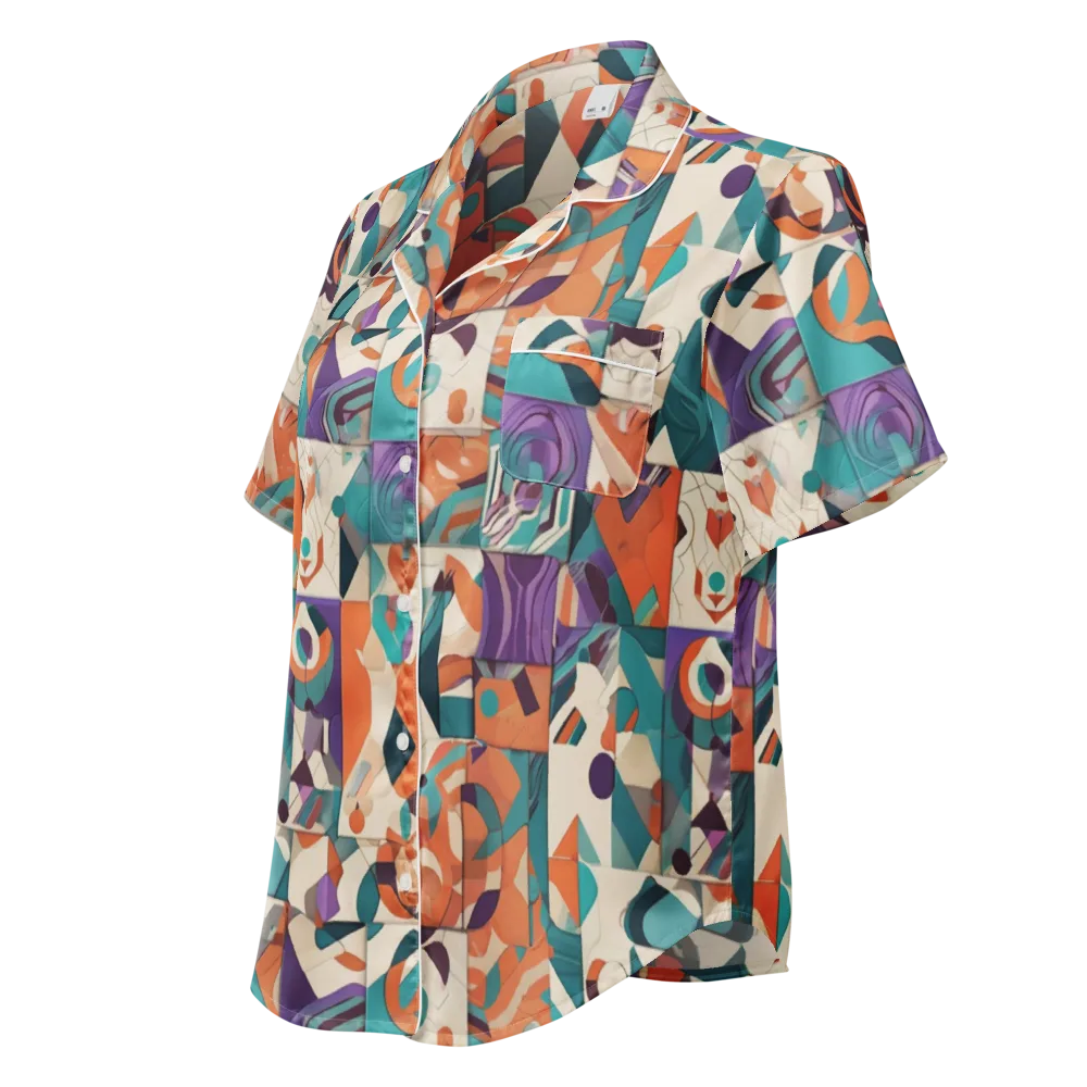 Chromatic Quilt on Women's Short Sleeve Pajama Top — Left Front
