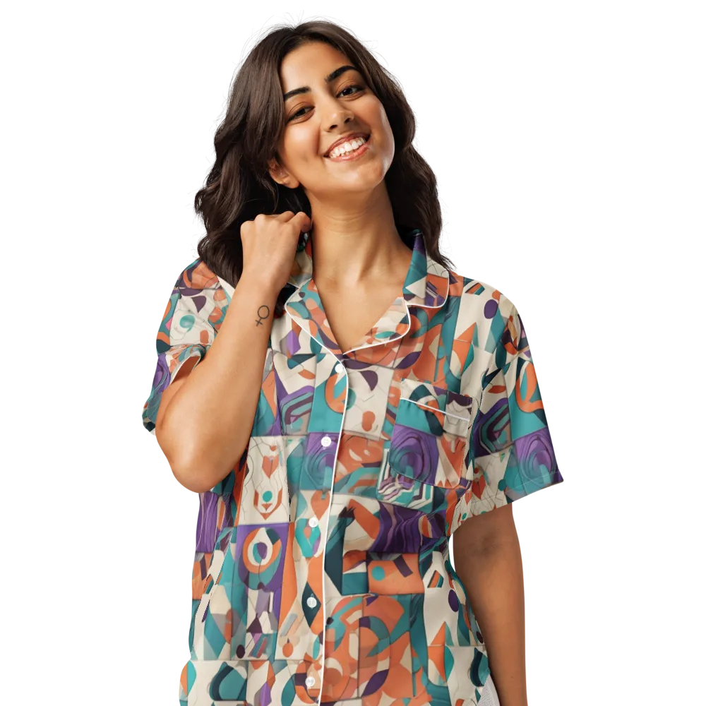 Chromatic Quilt on Women's Short Sleeve Pajama Top — Front