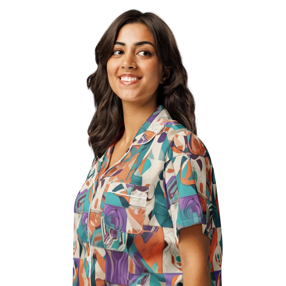 Chromatic Quilt on Women's Short Sleeve Pajama Top — Left Front
