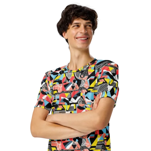 Color Block Riot on a Men's Crew Neck T-Shirt
