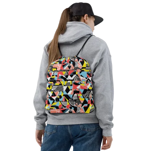 Color Block Riot on a Drawstring Bag