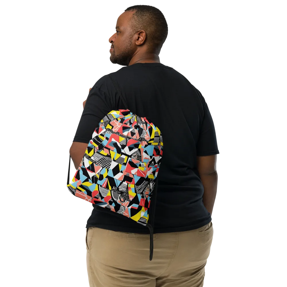 Color Block Riot on Drawstring Bag — Front