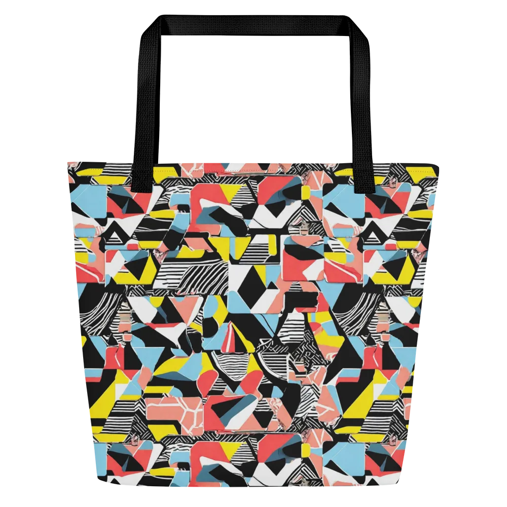 Color Block Riot on Large Tote Bag W/ Pocket — Front