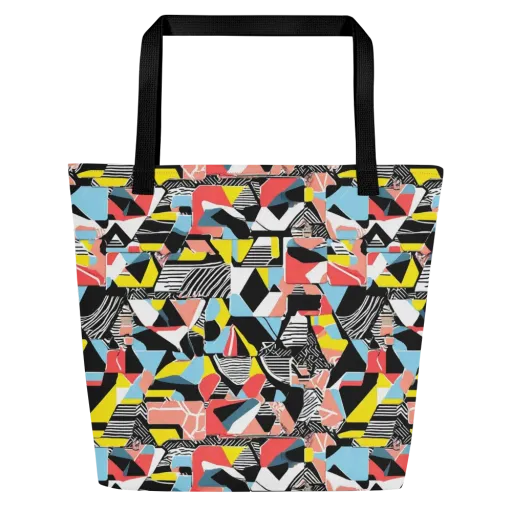 Color Block Riot on a Large Tote Bag W/ Pocket