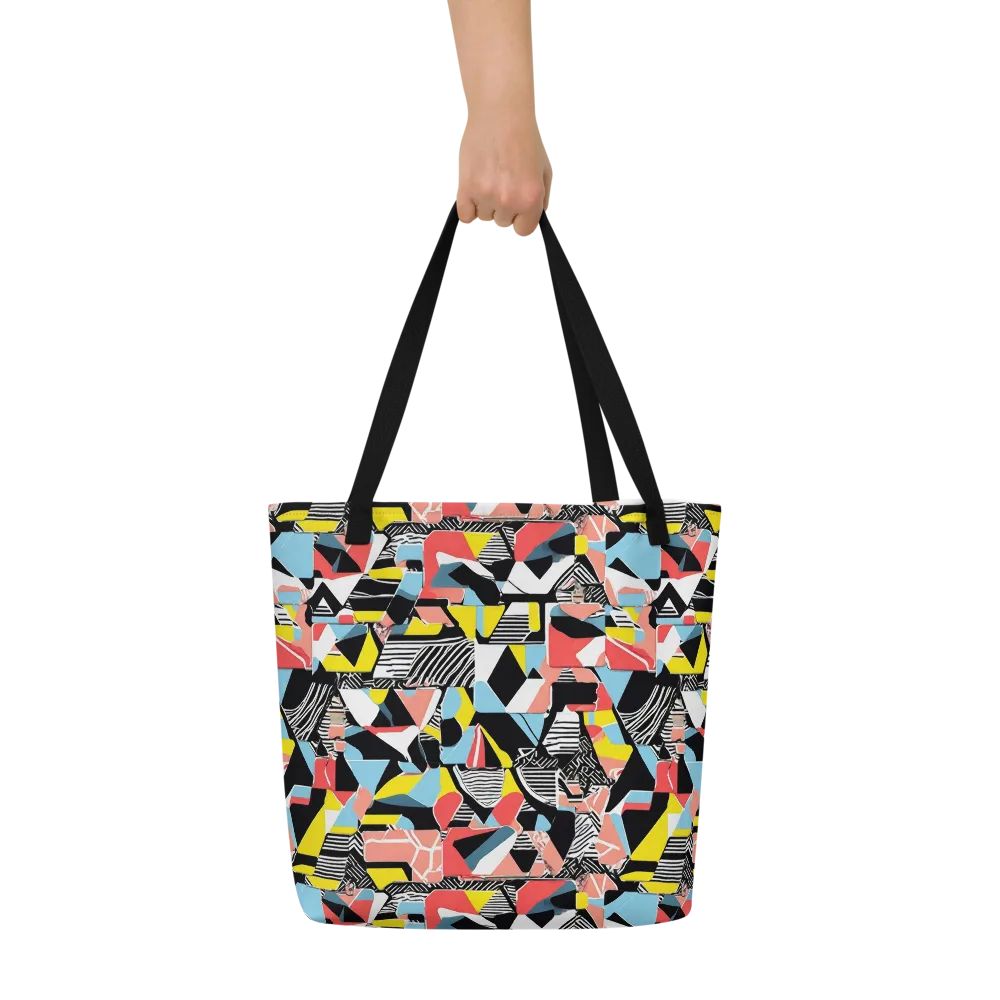 Color Block Riot on Large Tote Bag W/ Pocket — Front