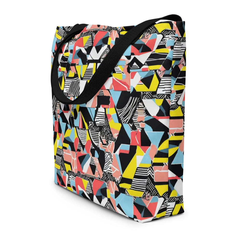 Color Block Riot on Large Tote Bag W/ Pocket — Front