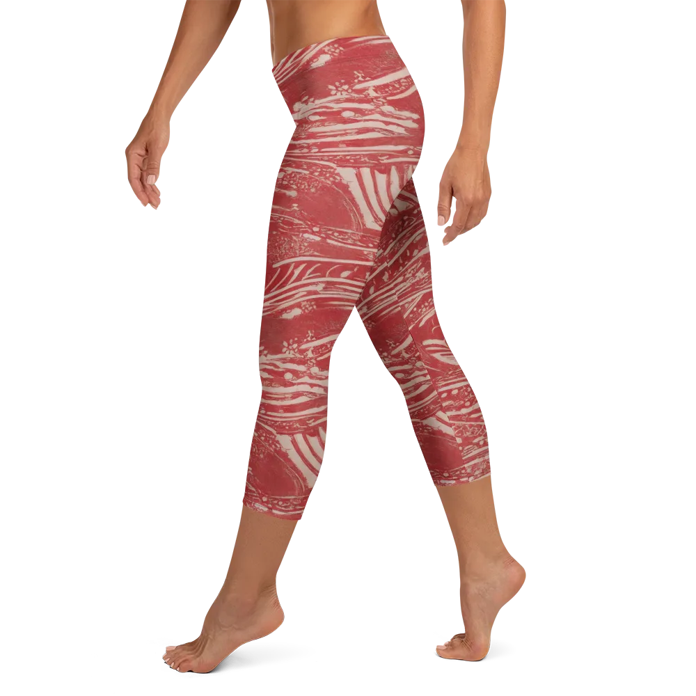Marbled Bloom on Capri Leggings — Left
