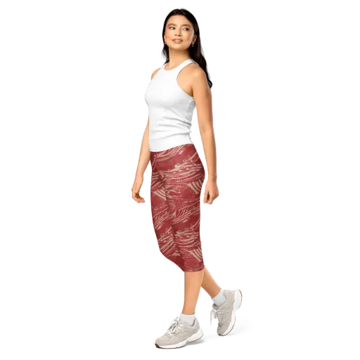 Marbled Bloom on a Capri Leggings