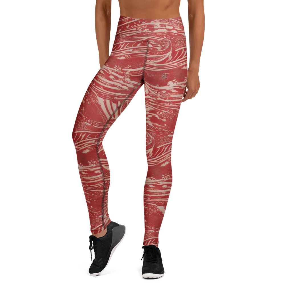 Marbled Bloom on Yoga Leggings — Front