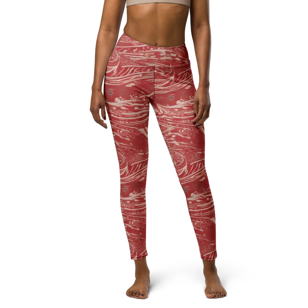 Marbled Bloom on Yoga Leggings — Front