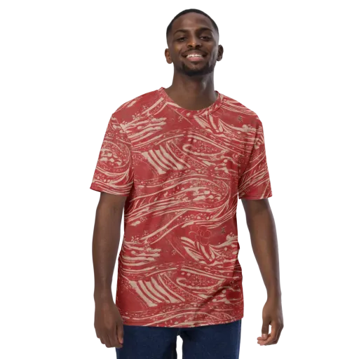 Marbled Bloom on a Men's Crew Neck T-Shirt