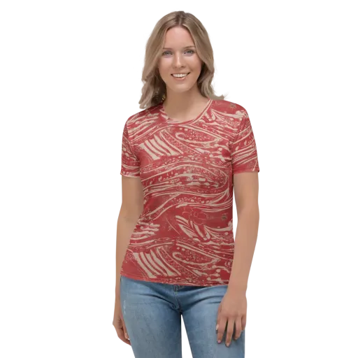 Marbled Bloom on a Women's Crew Neck T-Shirt