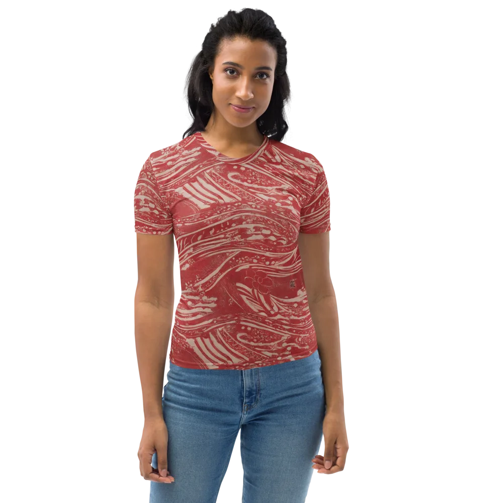 Marbled Bloom on Women's Crew Neck T-Shirt — Front