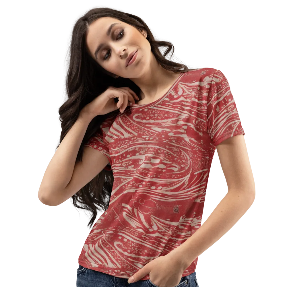 Marbled Bloom on Women's Crew Neck T-Shirt — Left Front