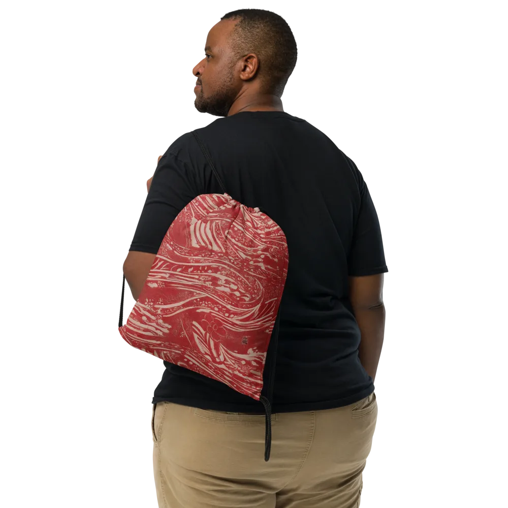 Marbled Bloom on Drawstring Bag — Front