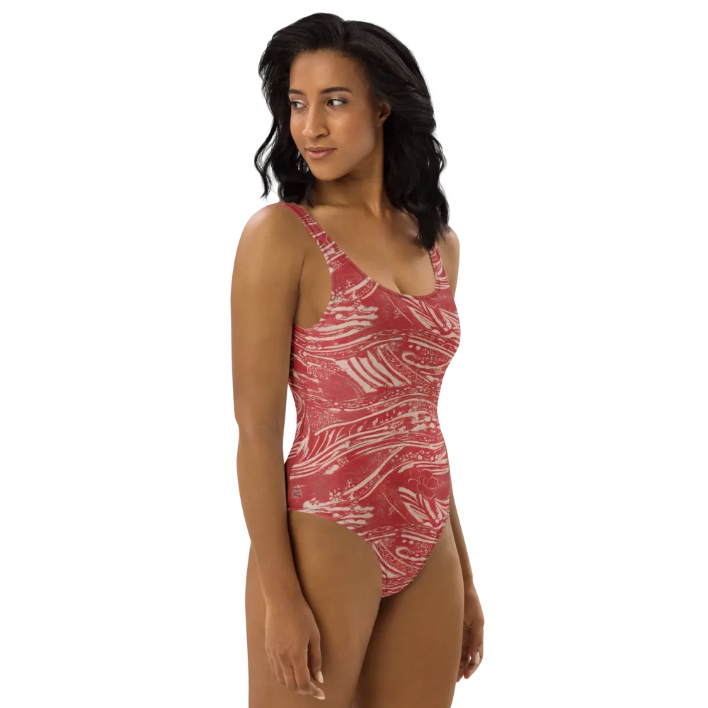 Marbled Bloom on One-Piece Swimsuit — Right