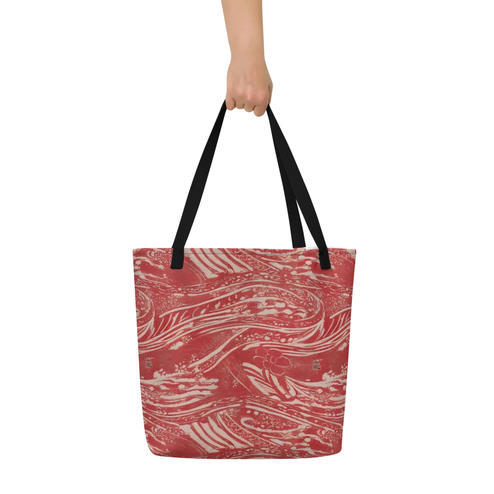 Marbled Bloom on Large Tote Bag W/ Pocket — Front