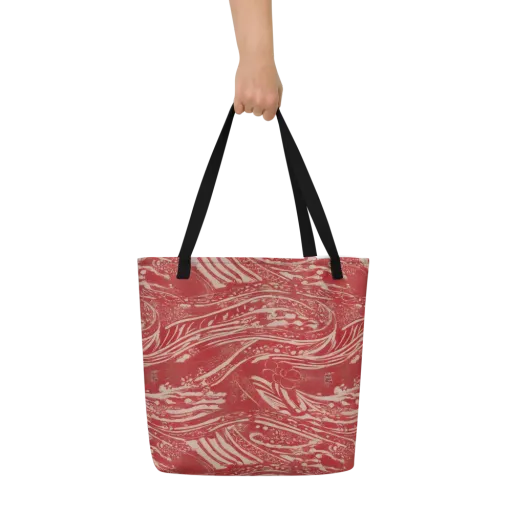 Marbled Bloom on a Large Tote Bag W/ Pocket