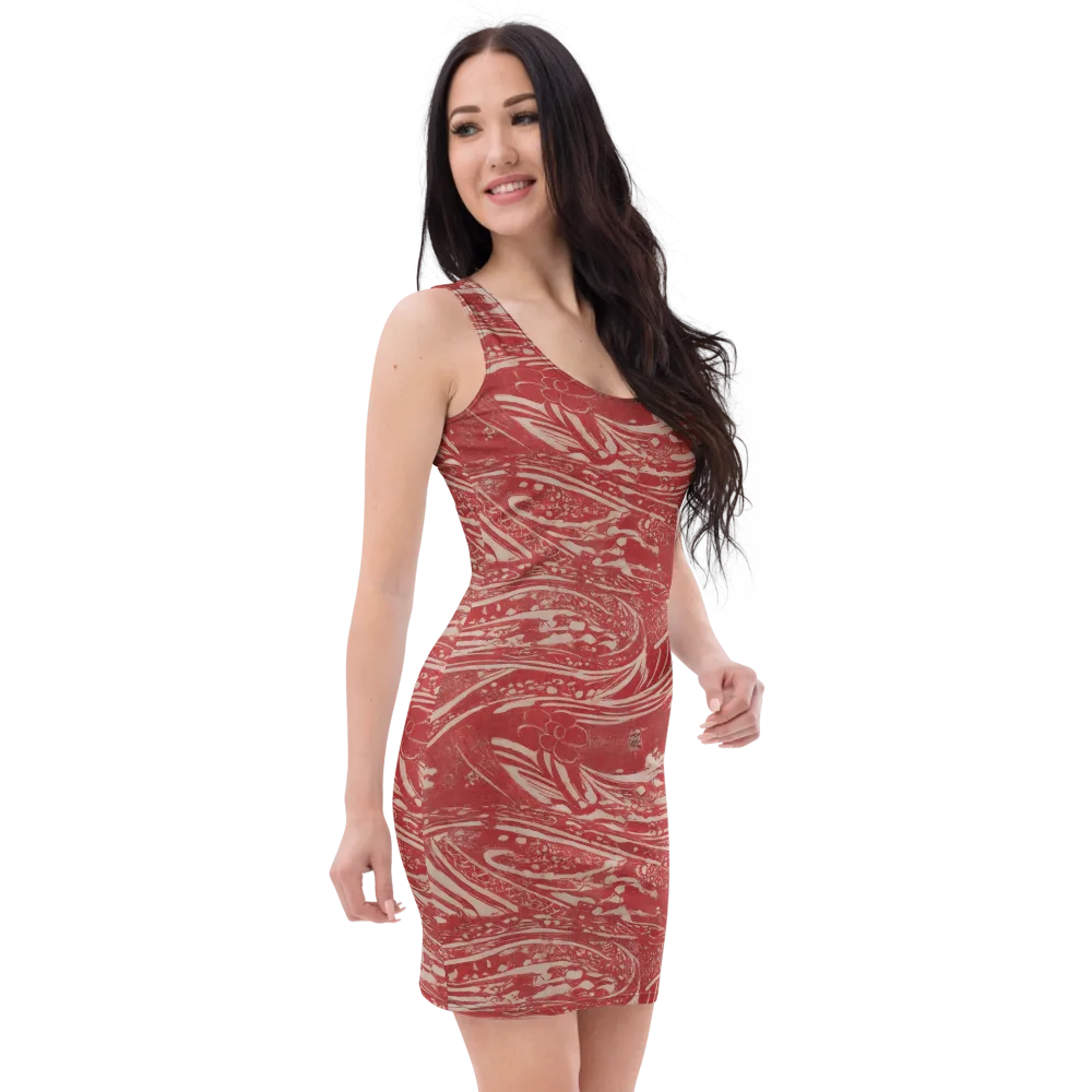Marbled Bloom on Bodycon Dress — Right Front