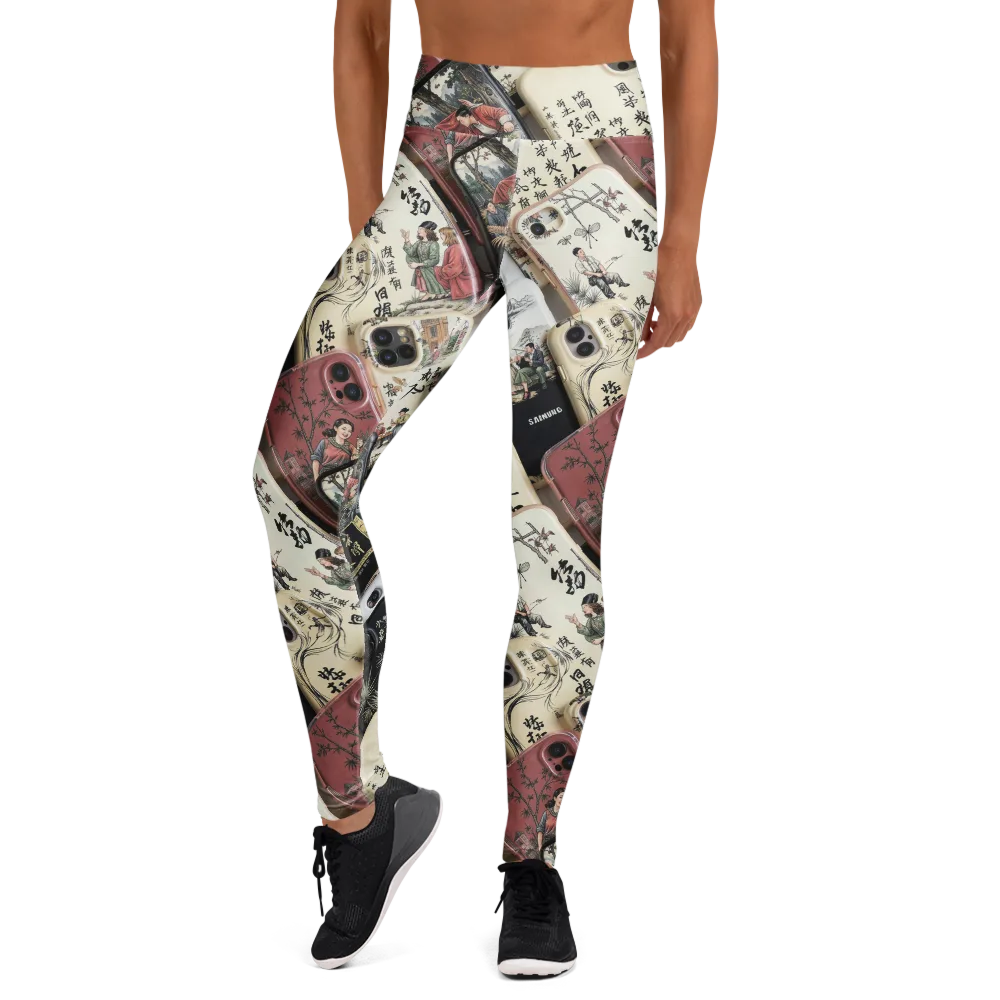 Ink And Ivory Carousel on Yoga Leggings — Front