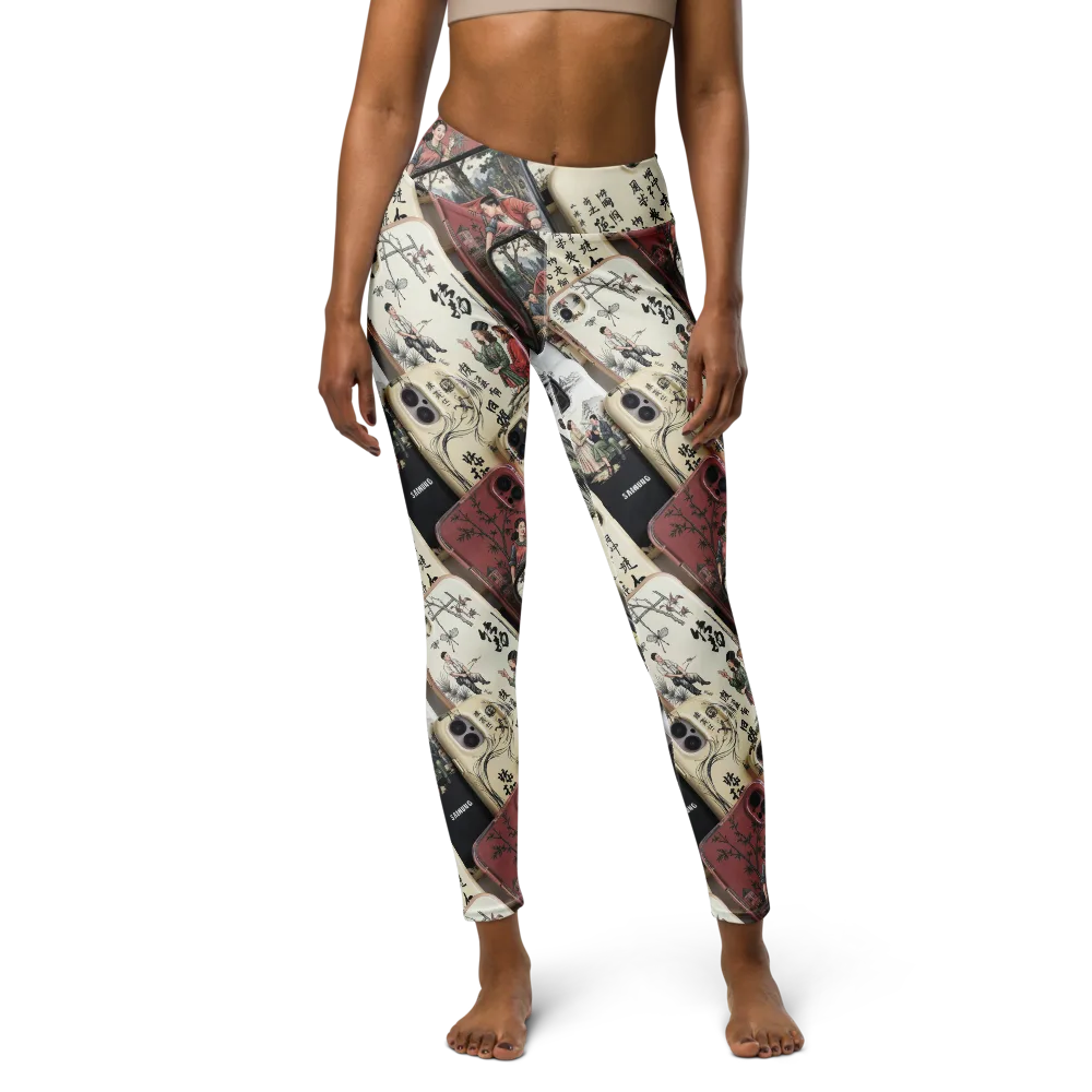 Ink And Ivory Carousel on Yoga Leggings — Front