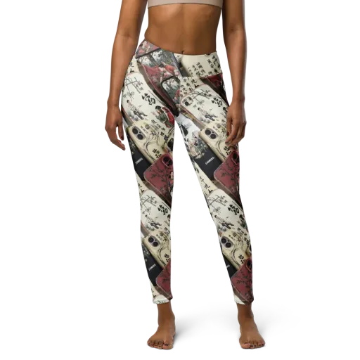 Ink And Ivory Carousel on a Yoga Leggings