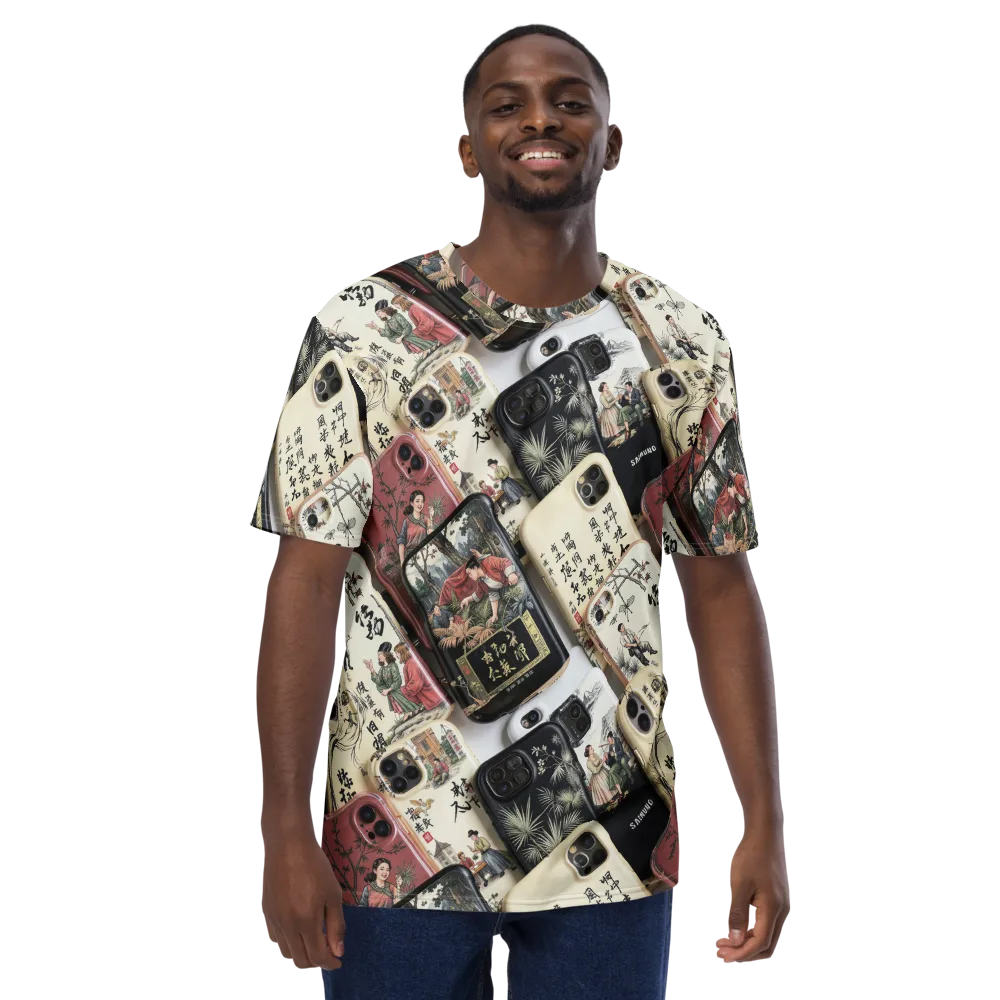 Ink And Ivory Carousel on Men's Crew Neck T-Shirt — Front
