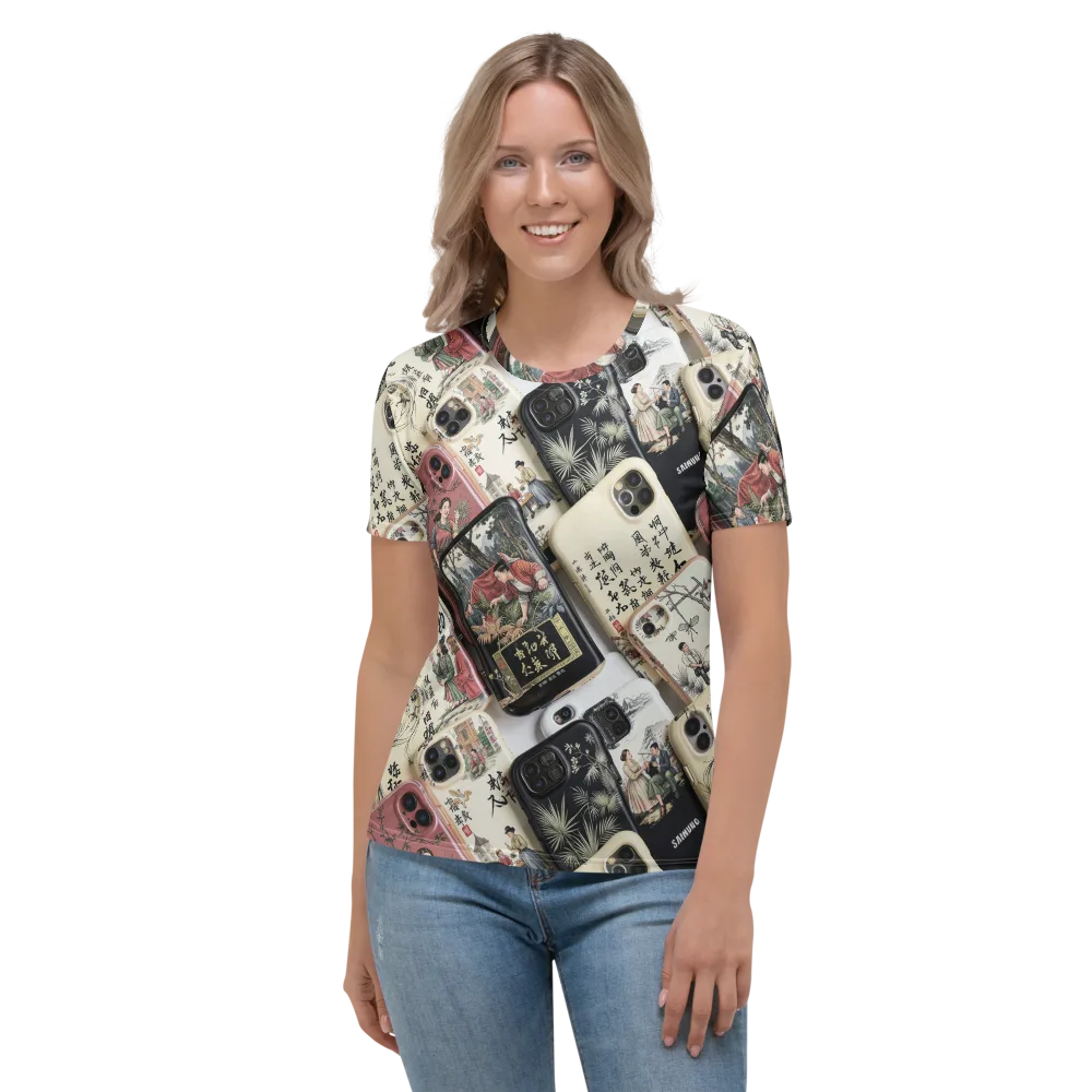 Ink And Ivory Carousel on Women's Crew Neck T-Shirt — Front