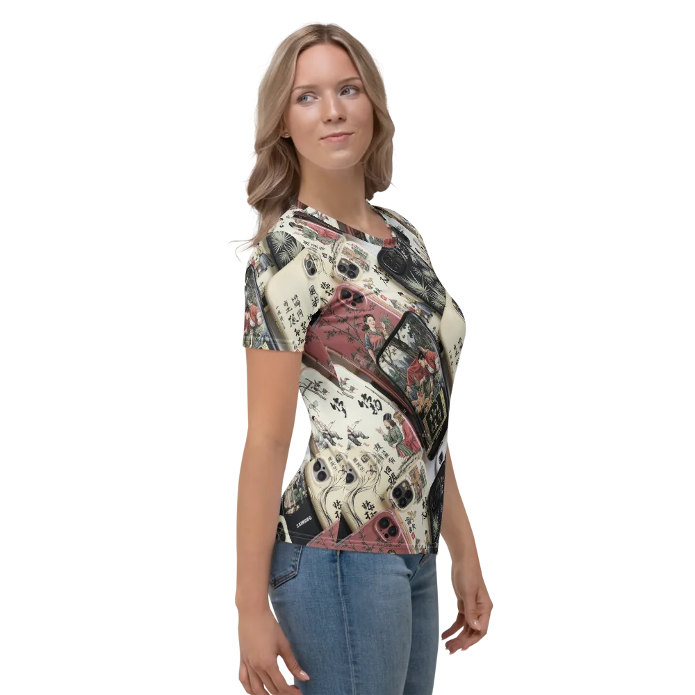 Ink And Ivory Carousel on Women's Crew Neck T-Shirt — Right