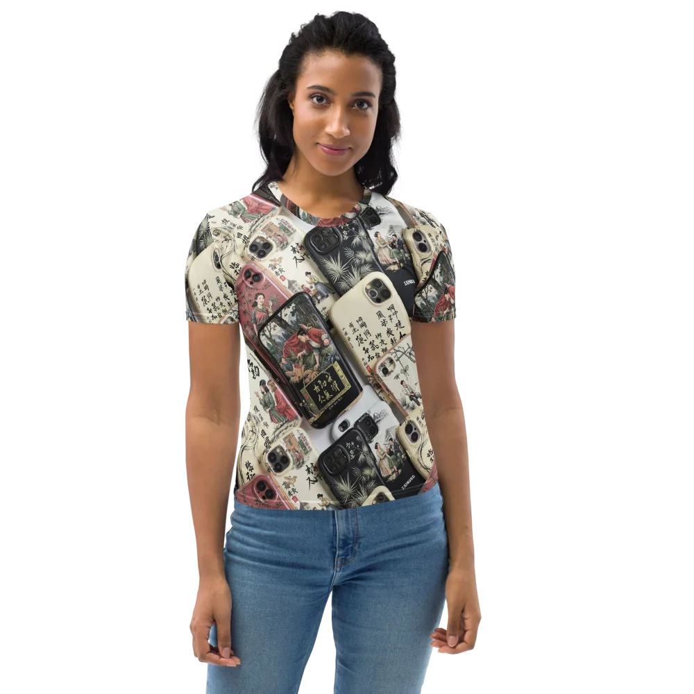 Ink And Ivory Carousel on Women's Crew Neck T-Shirt — Front