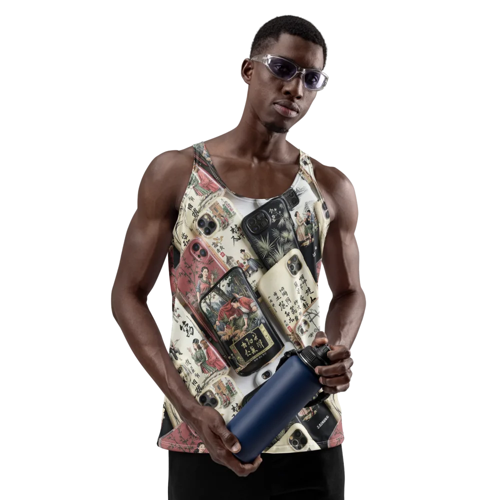 Ink And Ivory Carousel on Men's Tank Top — Front