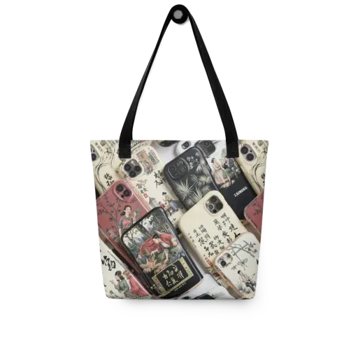 Ink And Ivory Carousel on a Tote Bag