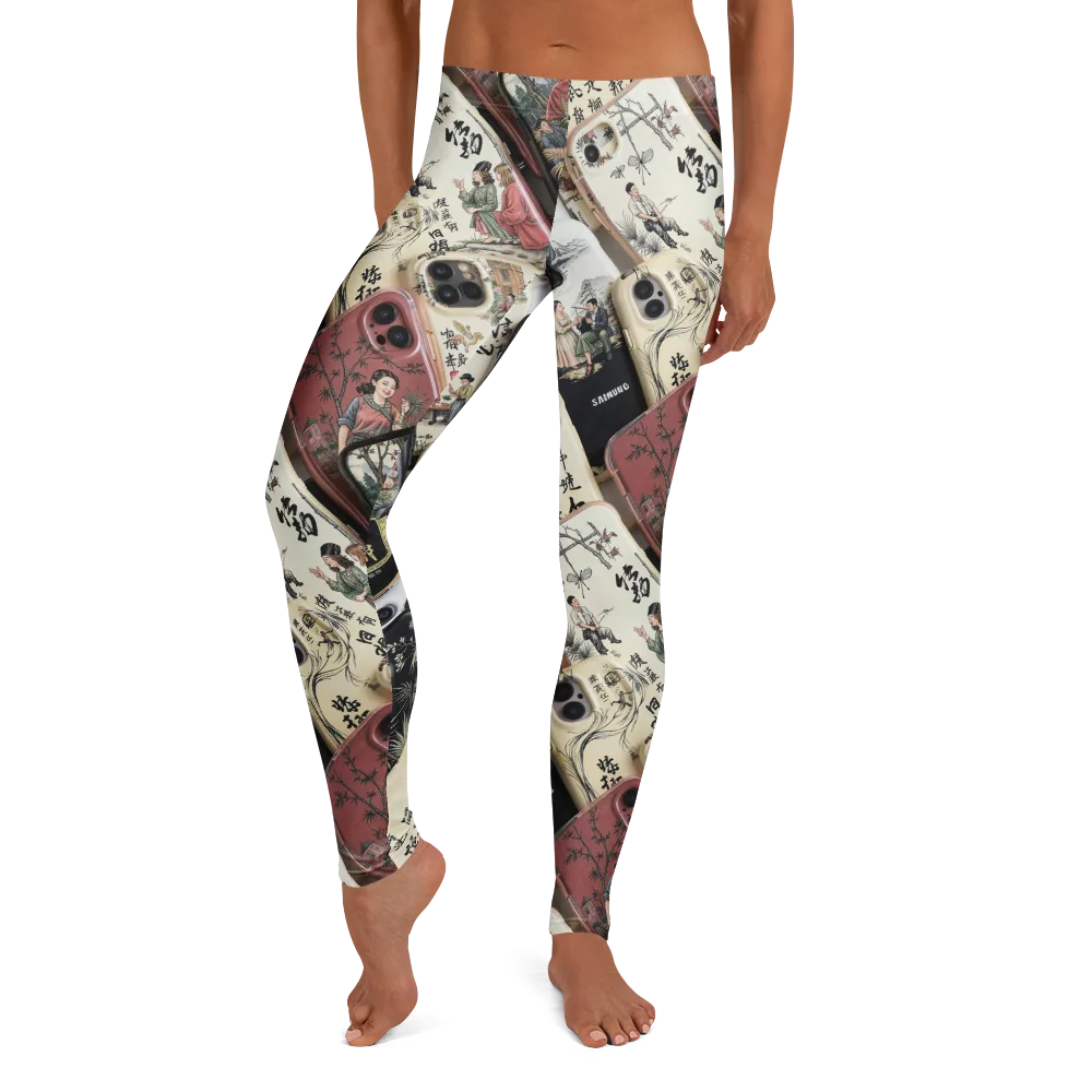 Ink And Ivory Carousel on Leggings — Front