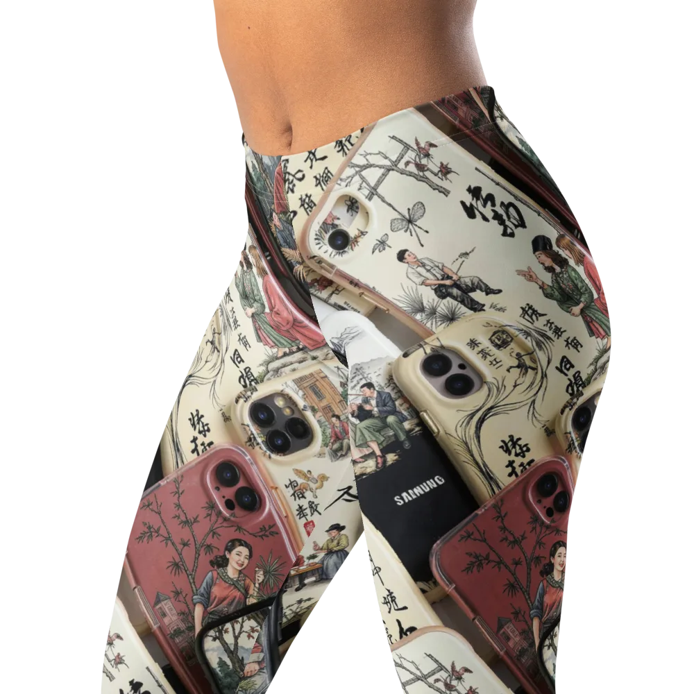 Ink And Ivory Carousel on Leggings — Left Front