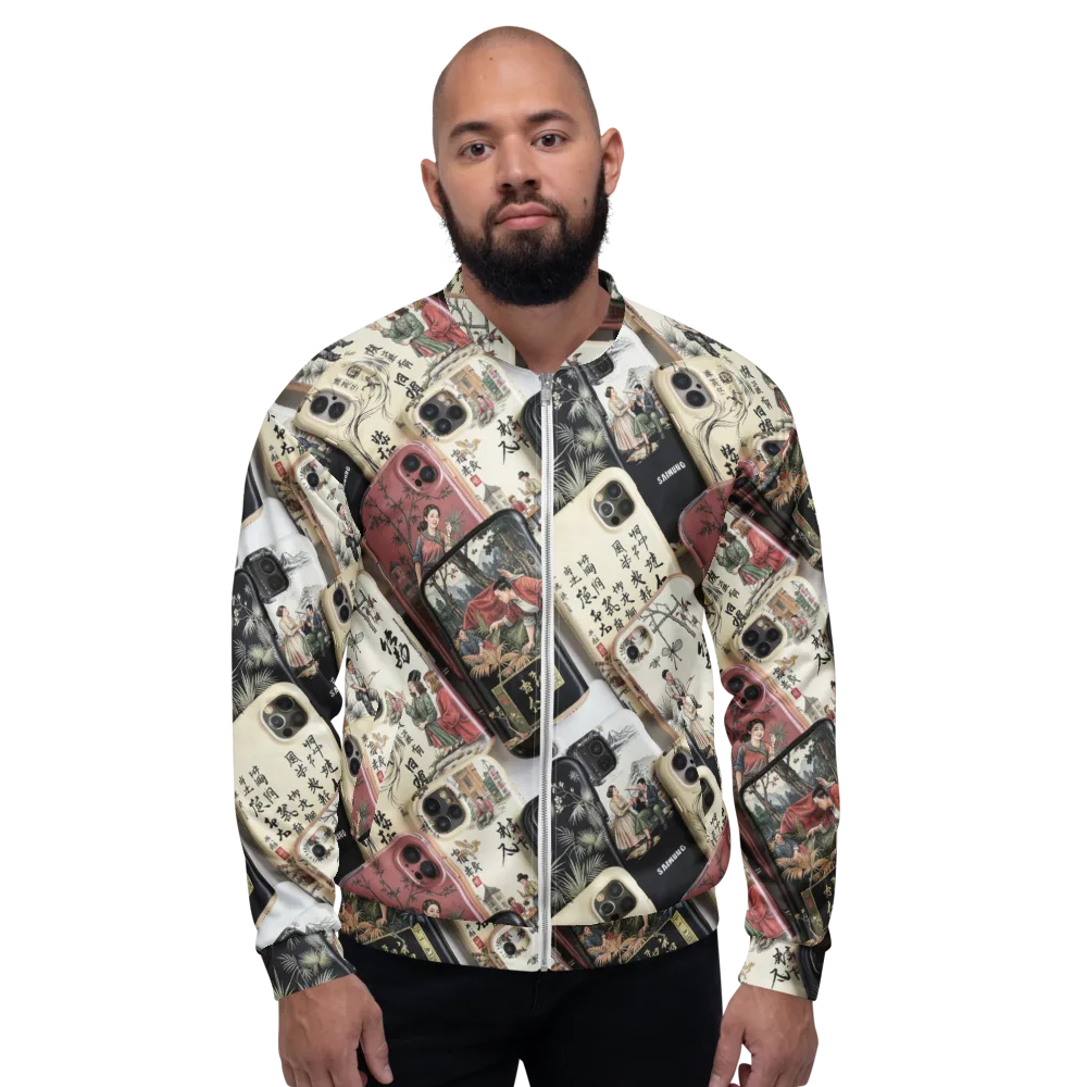 Ink And Ivory Carousel on Bomber Jacket — Front